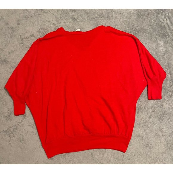 VINTAGE SNOWFLAKE Red Pullover V-neck SWEATER USA Size 38 Ugly Christmas Sweater - Picture 4 of 4